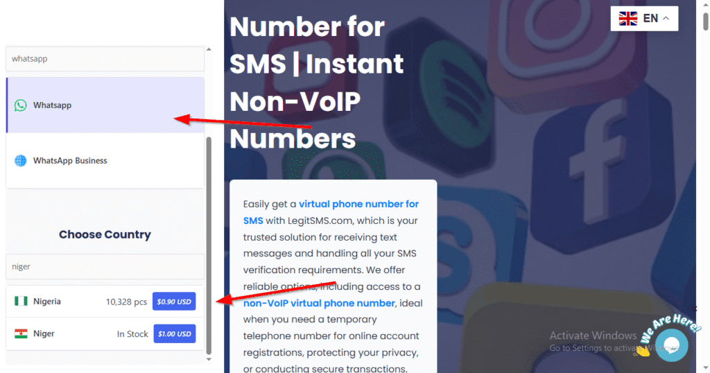 image of legitsms.com Nigerian Number for WhatsApp