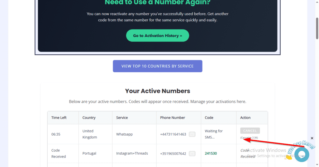 image of legitsms.com awaiting SMS UK Number for WhatsApp