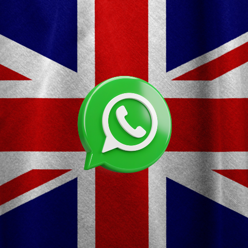 United Kingdom flag with whatsapp logo