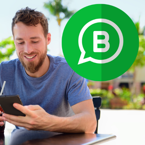A businessman trying Virtual Number for WhatsApp Business Verification