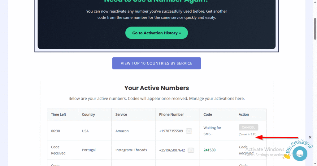 image of awaiting code of legitsms.com Temp Number for Amazon