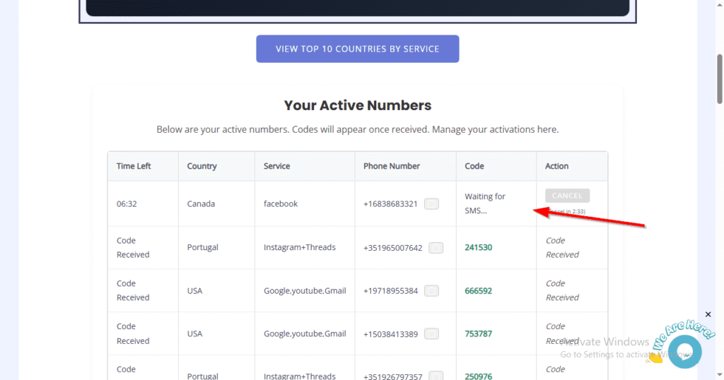 image of awaiting code of legitsms.com Virtual Phone Number for Facebook Verification