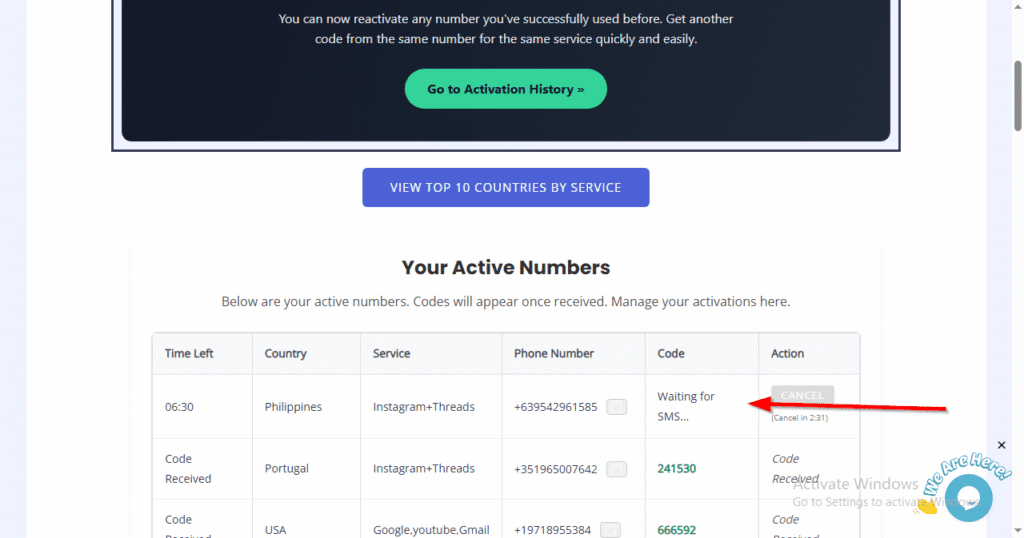 image of awaiting SMS legitsms.com Temporary Phone Number for Instagram Verification