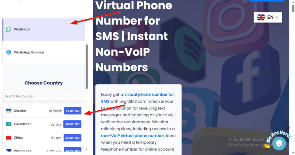 image of legitsms.com Temporary Number for WhatsApp