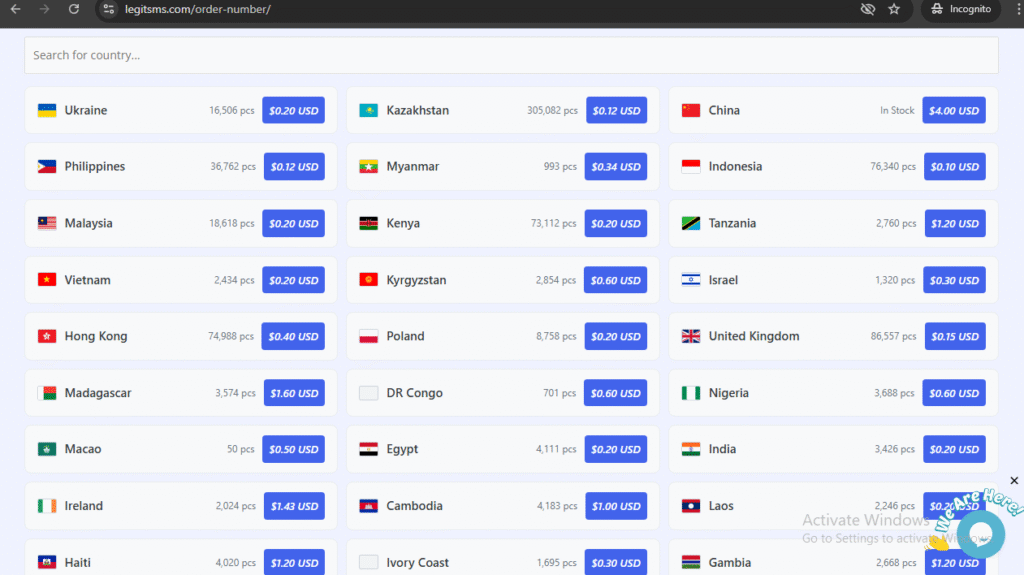 Legitsms.com homepage of "how to get a chinese phone number for wechat"