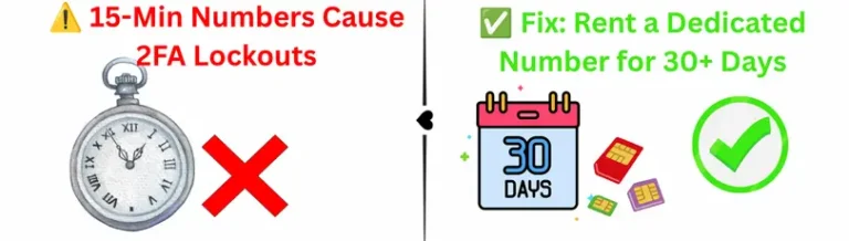 Why renting a dedicated virtual phone number long-term prevents 2FA lockouts compared to 15-minute temporary numbers
